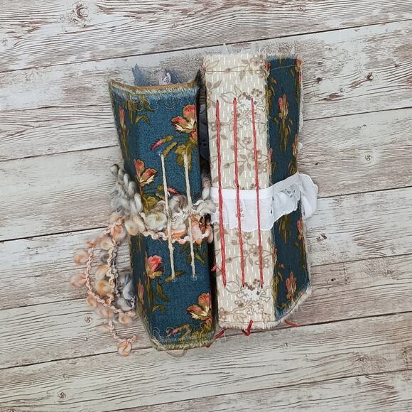 Small Red Floral Junk Journal, Handmade Recycled Journal, Chunky Junk Journal - Picture 5 of 16